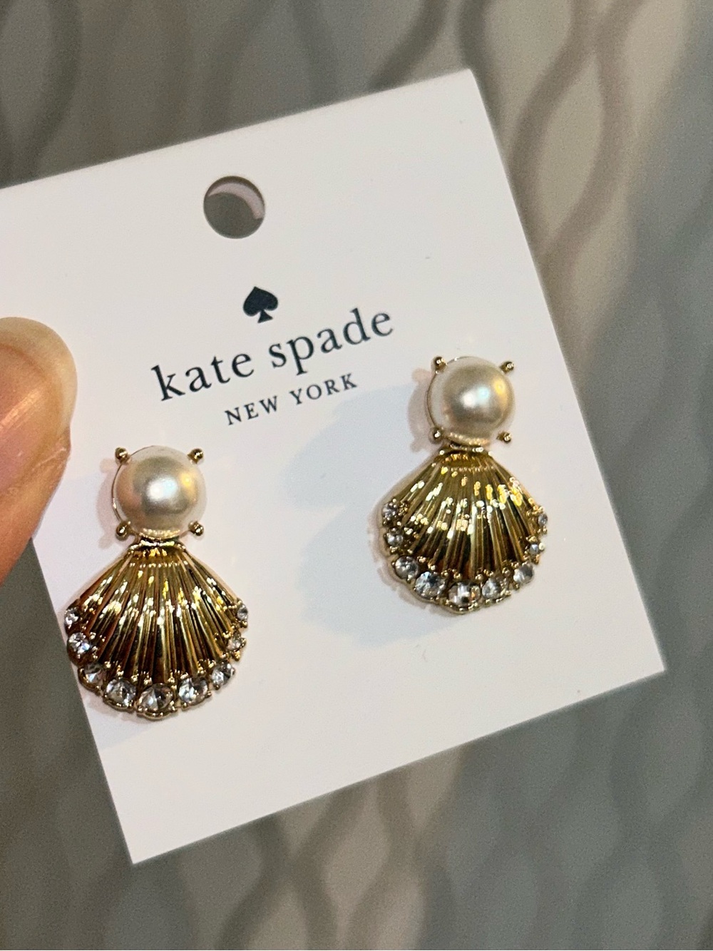 kate spade Gold Shell & Pearl Drop Earrings